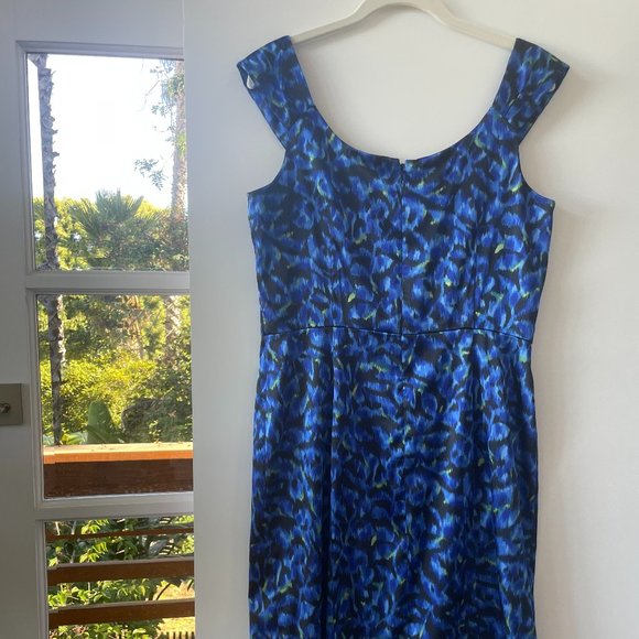 -‎ Maggy London Blue Sleeveless Dress, Size 14 - Picture 1 of 4